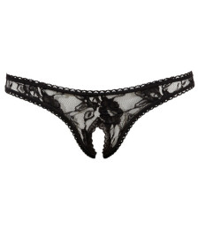 String ouvert à l'entre-jambe en dentelle noire - R2320002